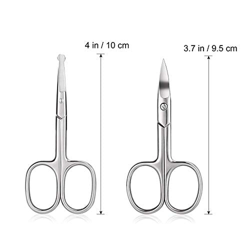 MAYCREATE® 2pcs Nose Scissors Beard Mustache Eyebrow Trimmer Stainless Steel Set with Storage Box Silver X3 MAYCREATE® 2pcs Nose Scissors Beard Mustache Eyebrow Trimmer Stainless Steel Set with Storage Box Silver X3